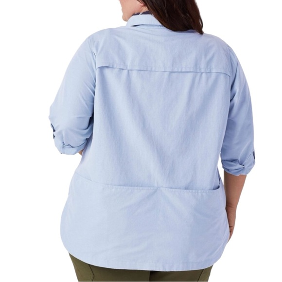 DULUTH TRADING CO Heirloom Gardening Button-Up Shirt in Light Blue Size 2X - Picture 3 of 14